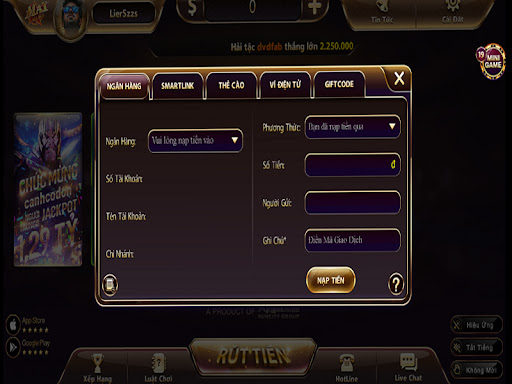 Hướng dẫn nạp tiền cổng game May Club qua ví điện tử